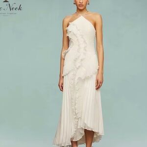 White ruffle Halter Dress